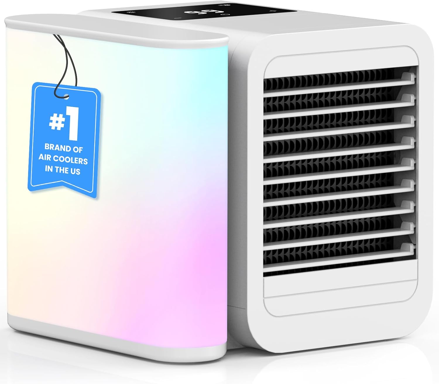 Portable Air Conditioners Fan: Evaporative Mini Air Cooler with 7 Color Night light - USB Personal Air Cooler Desktop Ac Unit for Bedroom Room Office Home (All White)