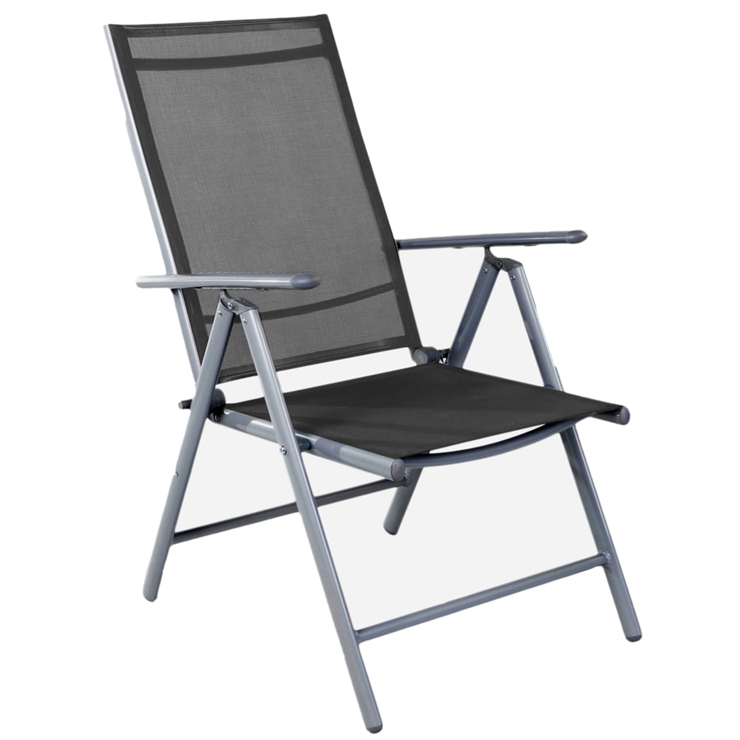 Mojawo Gartenstuhl Hochlehner 7-Fach verstellbar klappbar Silber/Anthrazit | Aluminium, Witterungsbeständig, Wetterfest