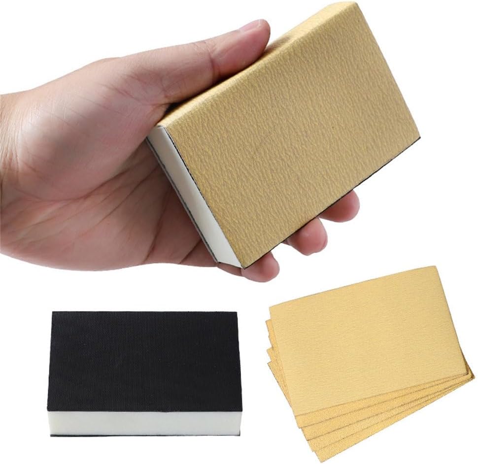 Hand Sanding Sponge Set Grit 80/120/240 Sandpaper Replaceable Strong Grinding Force Sponge Sand Block Flocking Yellow Sandpaper,Sanding Sponge Set,7pcs