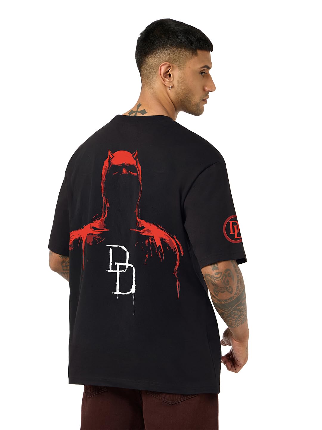 bewakoof Marvel Daredevil Men's Graphic Print Oversized Fit Half Sleeve Round Neck Pure Cotton T Shirt-picture-33