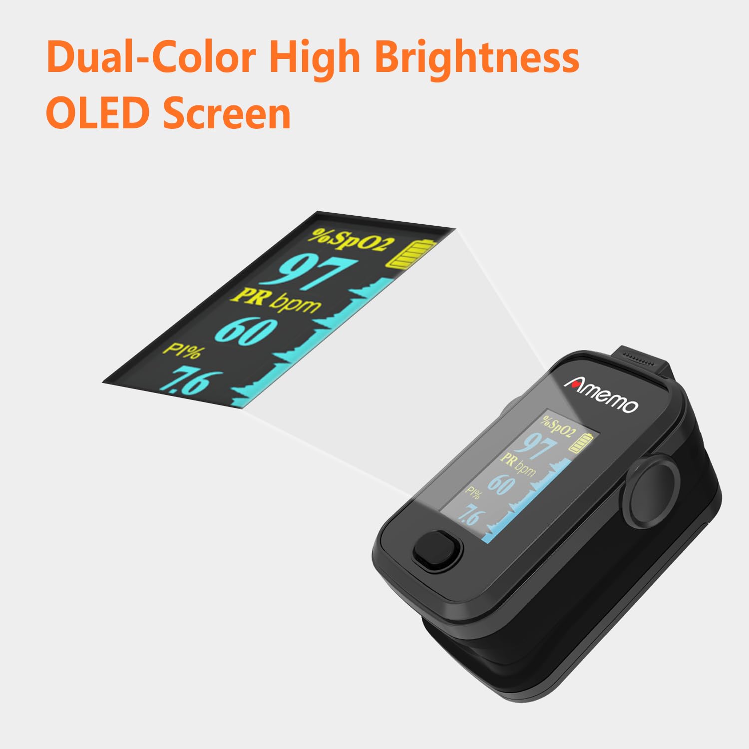 Amemo A310 Pulse Oximeter dual-color OLED screen
