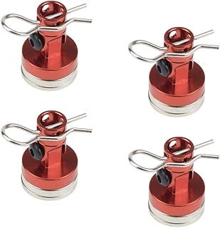 Alloy Magnetic Stealth Invisible Body Post Mount Clips Magnet Compatible with Scale RC Model Car Shell Column Drift 122237, Pack of 4,Cojoys (Red)