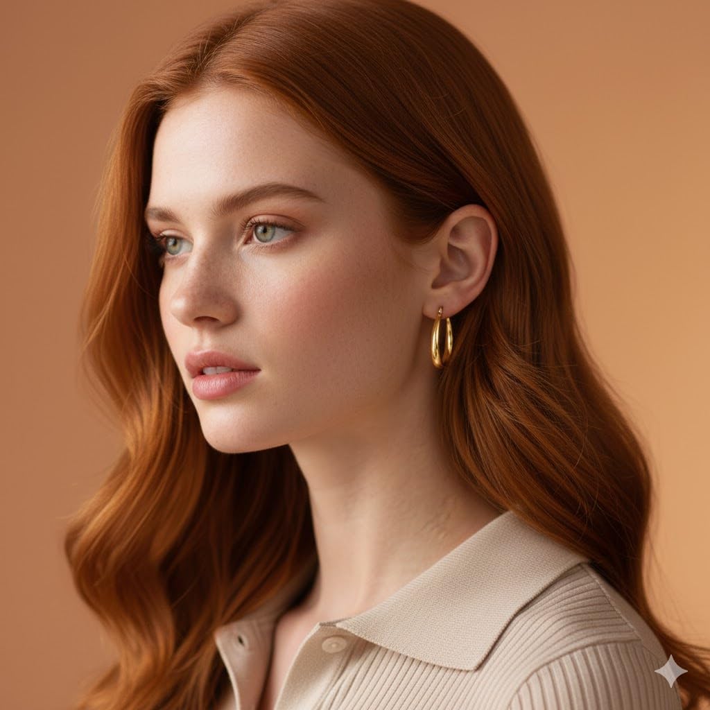 Small Gold Hoop Earrings for Women 14K Gold U Shape Hoops Lightweight Daily Wear Jewelry 17MM 25MM 30MM 35MM