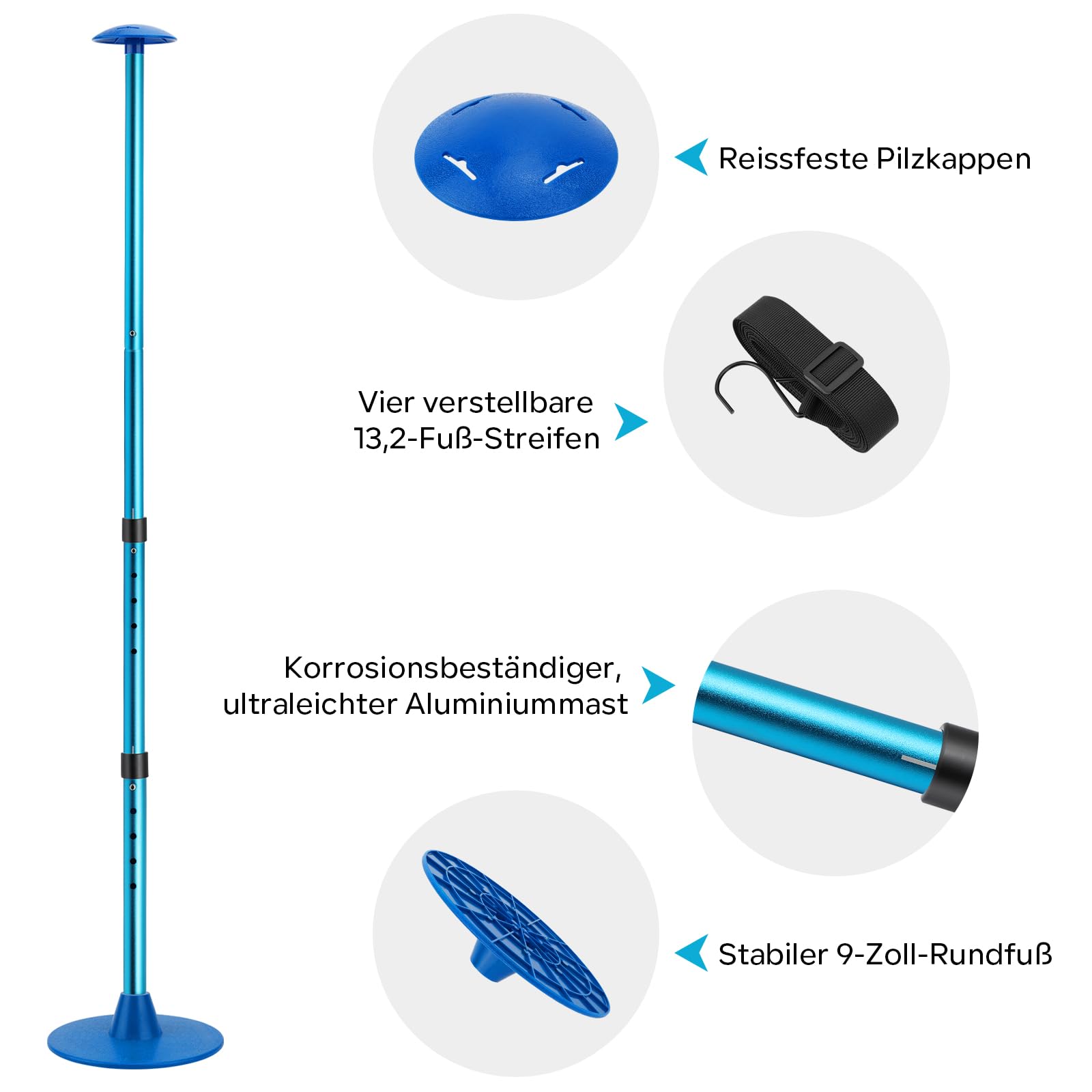 2 Palo Barra di sostegno per barche regolabile 4 sezioni per copertura barca, copertura telescopica per barca, alluminio + ABS