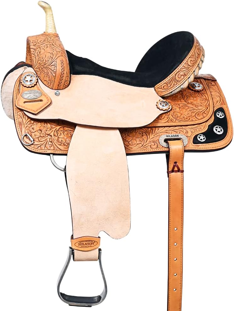 HILASON Western Horse Treeless Saddle American Leather Barrel | for Horses