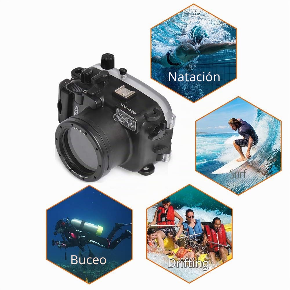 Sea frogs para Canon G7X-III 130ft/40m caja submarina