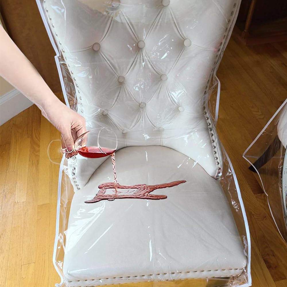 Coprisedili In PVC Trasparente Per Sede Da Pranzo - Impermeabili, 4 Pezzi