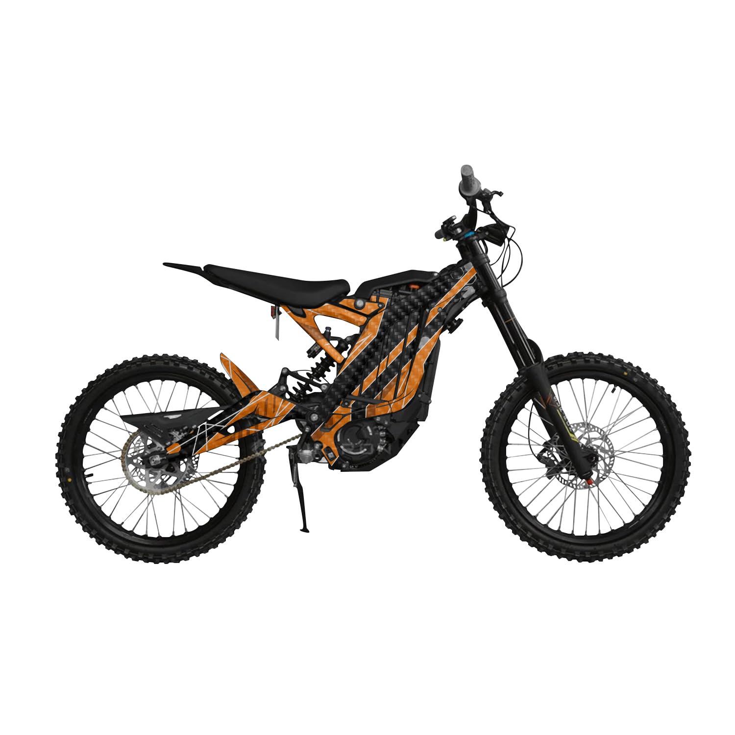 Carbon Fiber Surron Light Bee Graphics Kit Wrap - Racing Chaos Orange - Sur-Ron Skin - Premium 3M Vinyl Protective Wrap Decal Cover - Easy to Apply | Crafted in The USA by MightySkins