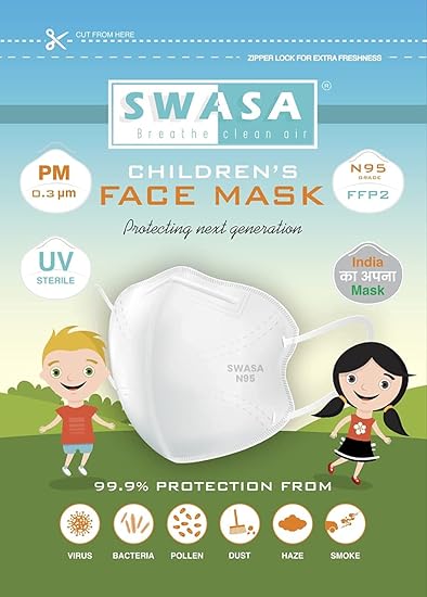 SWASA Kids N95 Children's Mask FFP2 Class (Without Valve, Pack of 4)