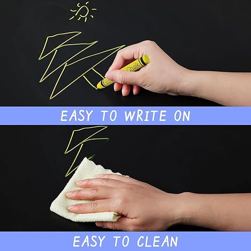 Miniatura 3 de Bloss Papel tapiz de pizarra para pegar y despegar, 17.7 x 157 pulgadas de largo con 4 tizas coloridas, papel de contacto de pizarra, adhesivo de