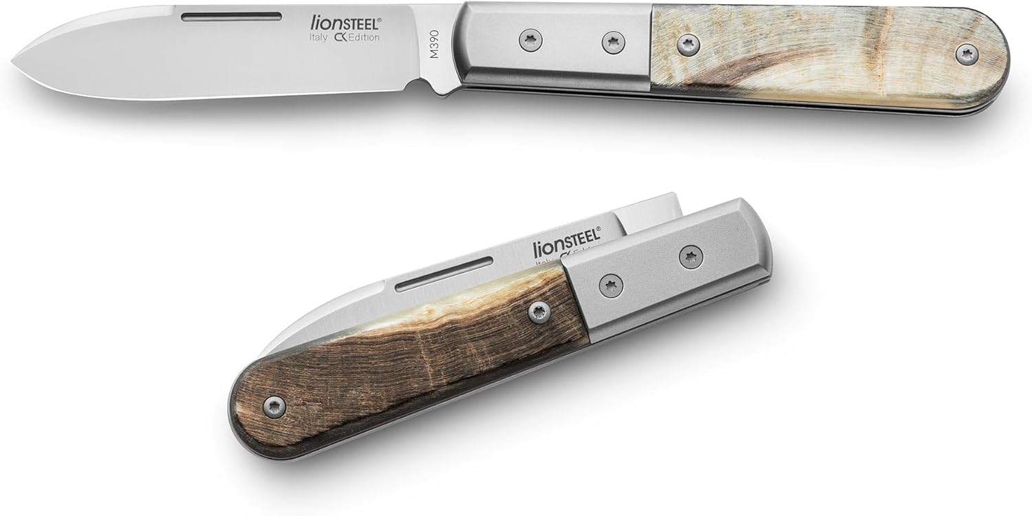 LionSTEEL The Barlow - Traditional Gentlemen’s Folding Pocket Knife, Collector Quality Folder for EDC, Titanium Bolsters, M390 Steel, Made in Italy