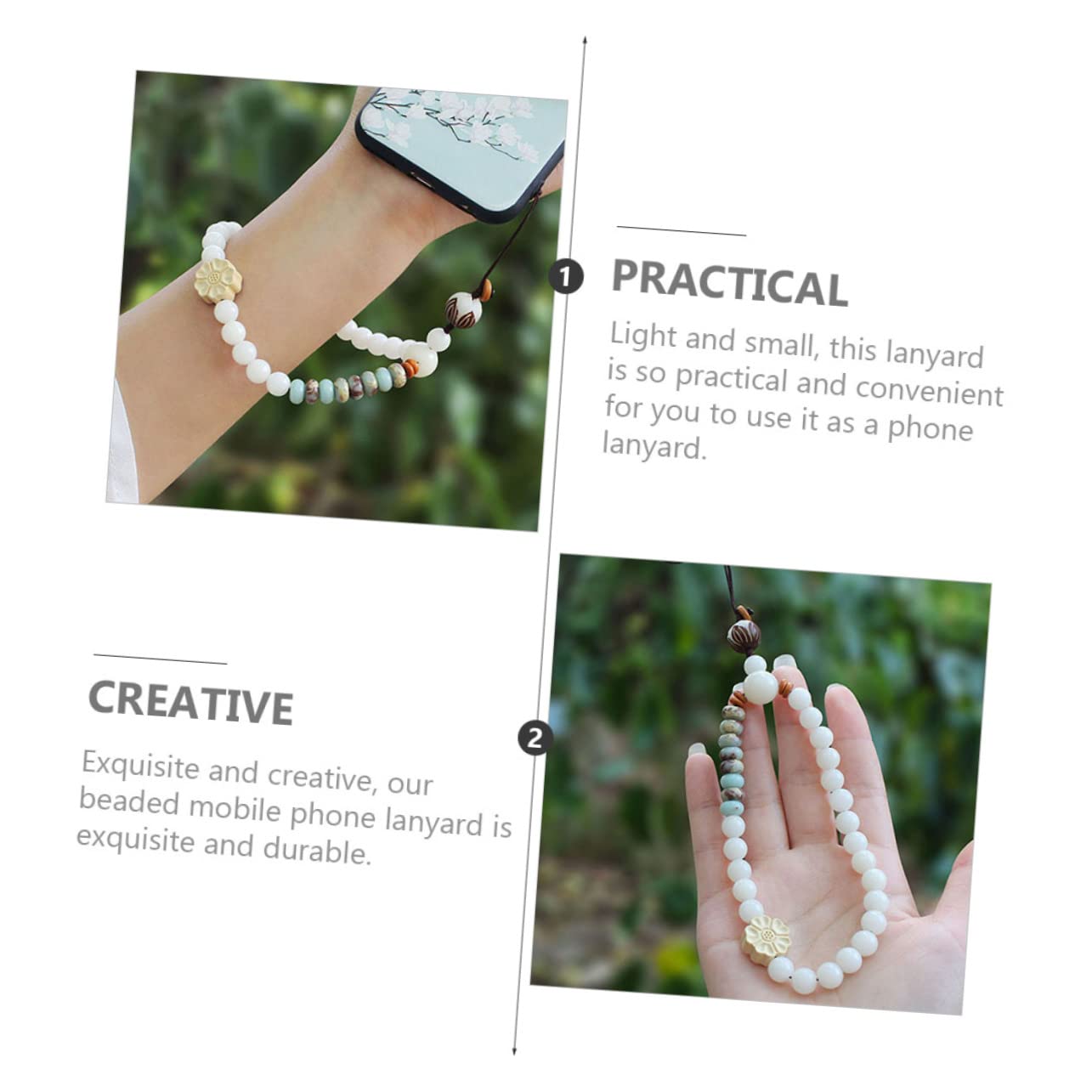DOITOOL 5 Piezas De Cordón Con Cuentas Para Teléfono Móvil Colgante Decorativo Con Forma De Flor Cuerda Para Colgar La Identificación Accesorios