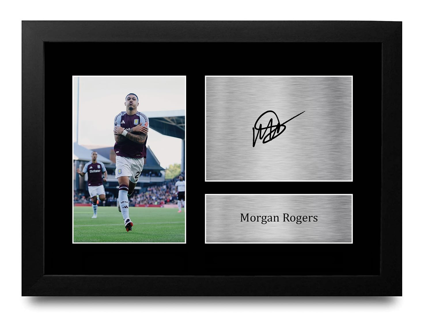 HWC Trading Morgan Rogers Aston Villa Gifts Printed Signed Autograph Picture for Football Fans and Supporters - A4 Framed