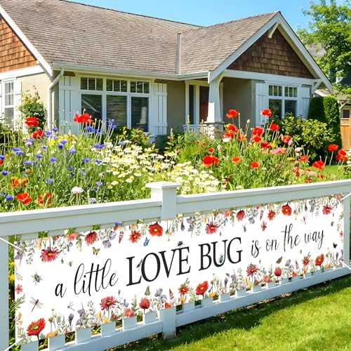 Bug Baby Shower Party Decorations, A Little Love Bug is On The Way Yard Banner Wildflower Insect Themed Beetle Ladybug Baby Shower Decor for Spring Summer Baby Shower Gender Reveal Party Supplies