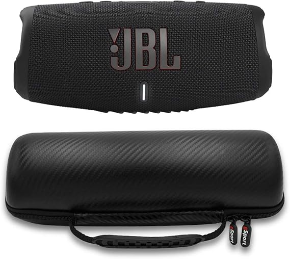 jbl charge 5 waterproof portable speaker with built in powerbank and gsport carbon fiber case black