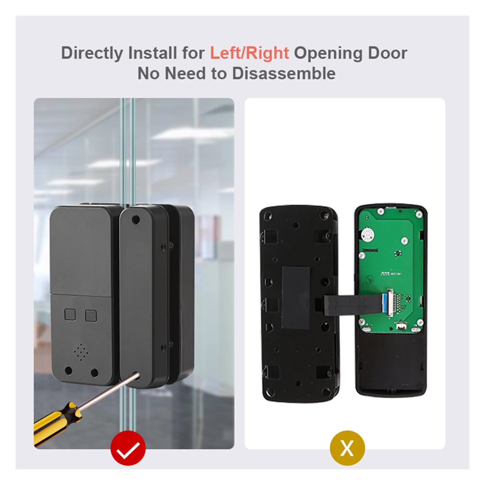 Bluetooth Smart Glass Drzwi Biometryczny blokada linii papilarnych IC. Kod karty Pilot App Oferujący Otwieracz do przesuwania(Type1(Two side glass)
