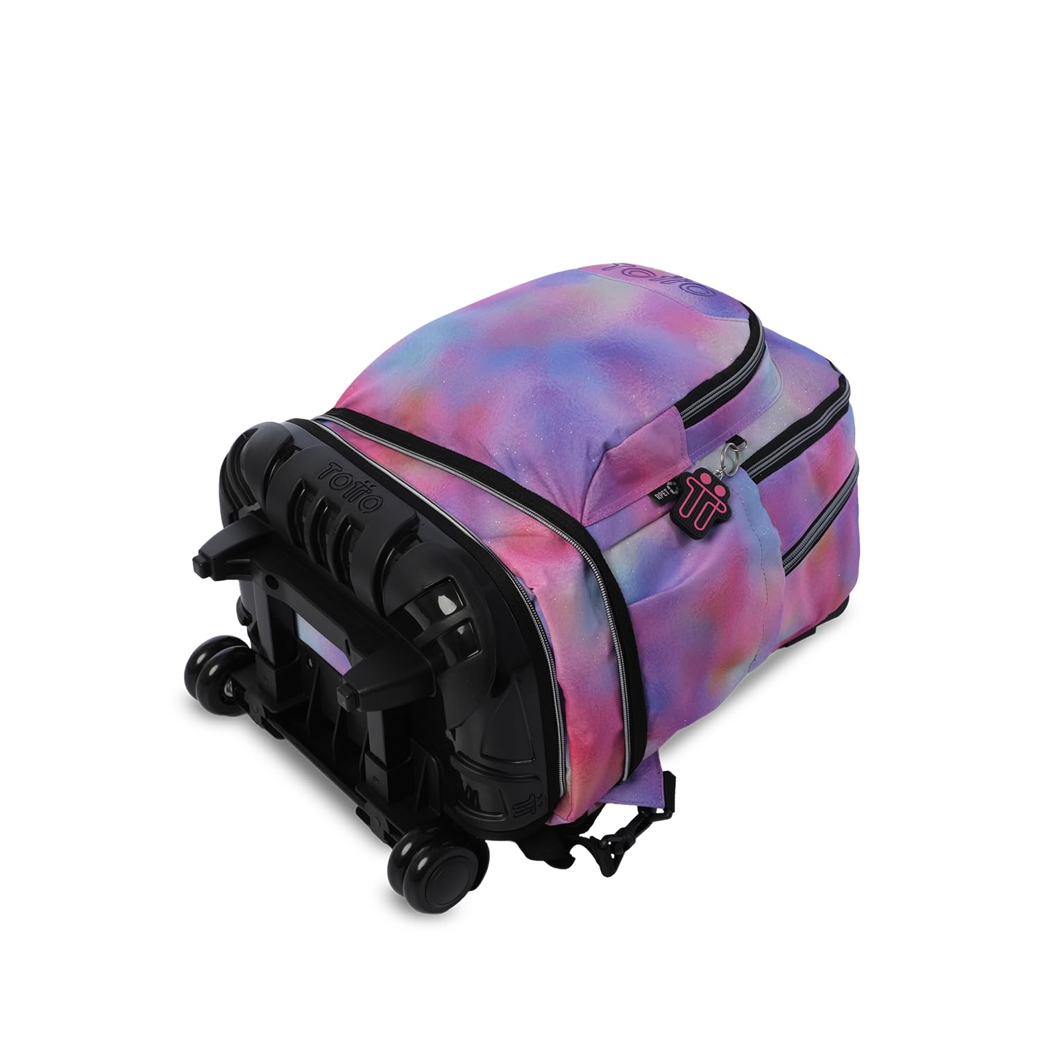 TOTTO - Mochila Escolar con Ruedas Desmontables, Modelo Tiza Glitter, Capacidad 26 L, Mochila PC 15.4", Bolsillo Botella, Manija Telescópica, Espaldar Ergonómico y Correas en S, Estampado Bloom