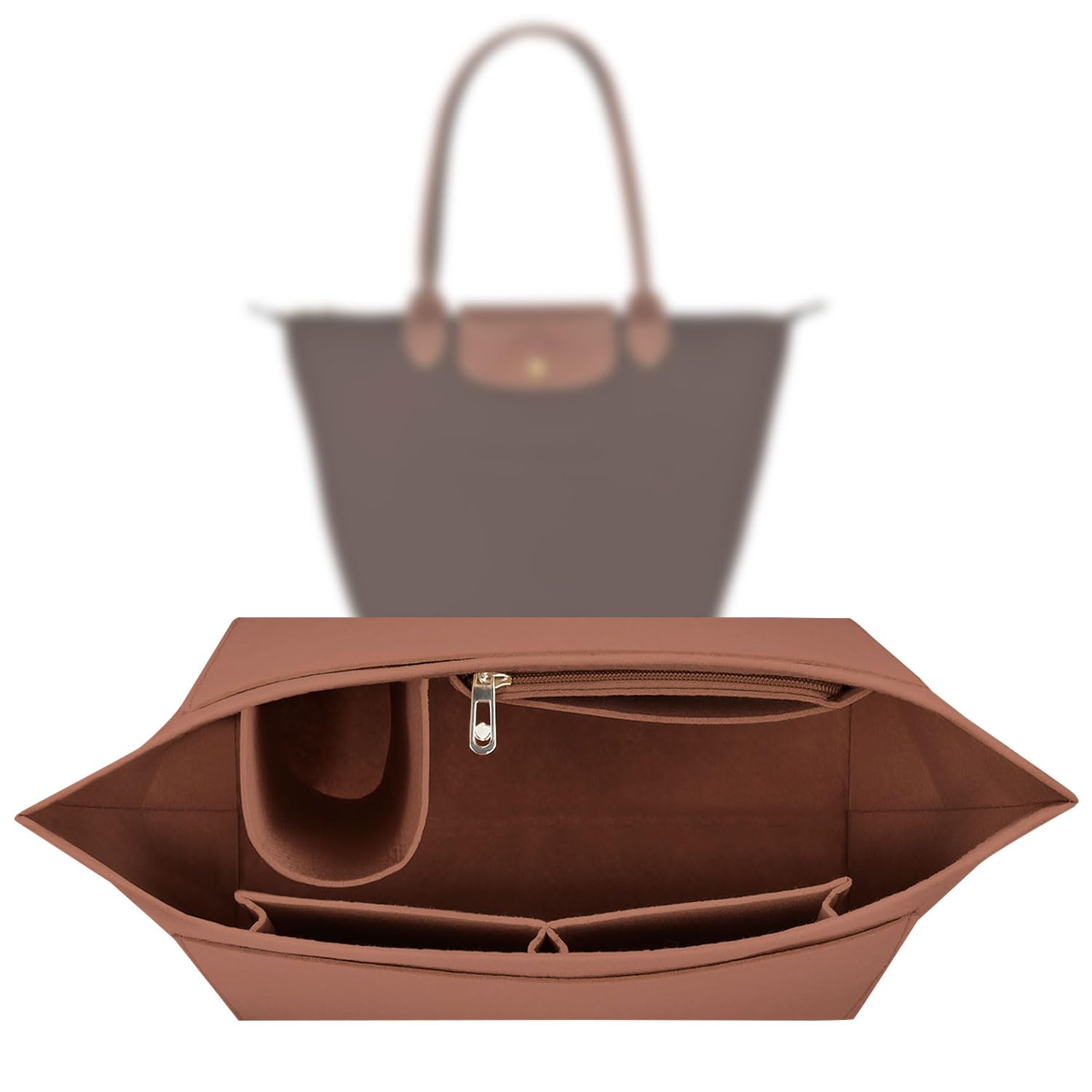 Sunshine smile Organizer für Longchamp Tasche,Organizer für Longchamp Pliage S,Tascheninnenorganizer,Taschenorganizer,Multi-Pocket Felt Handbag,Filz Taschenorganizer mit Mehreren Taschen