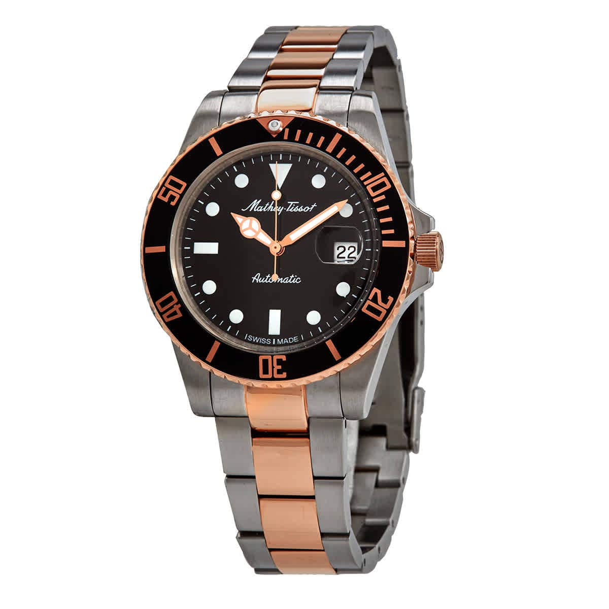 Mathey-TissotMathy Vintage Automatic Black Dial Men's Two-Tone Watch H9010ATRN