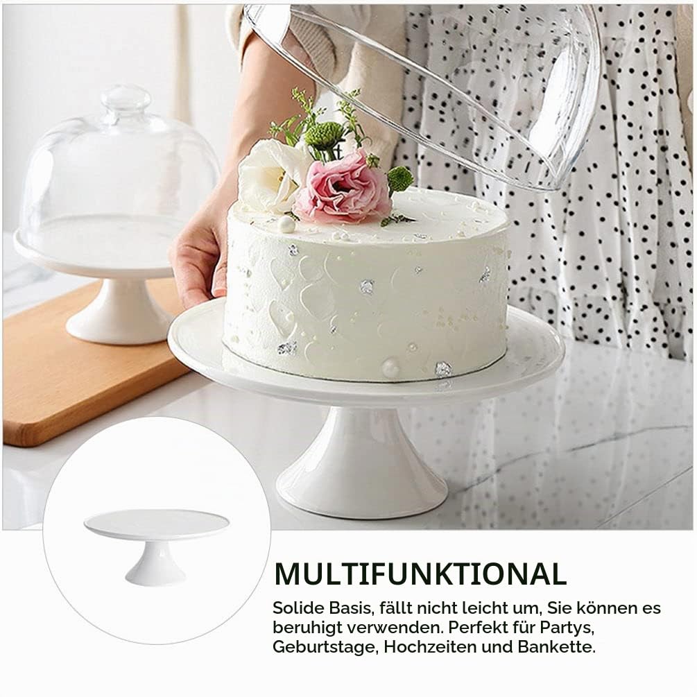 Cabilock Keramik Kuchenständer Mit Fuß 8.86 Zoll Dekorative Kuchenablage Für Desserts Gebäck Und Servieren Stabiler Tortenhalter Für Hochzeit Geburtstag Party Und Bankett Weiß