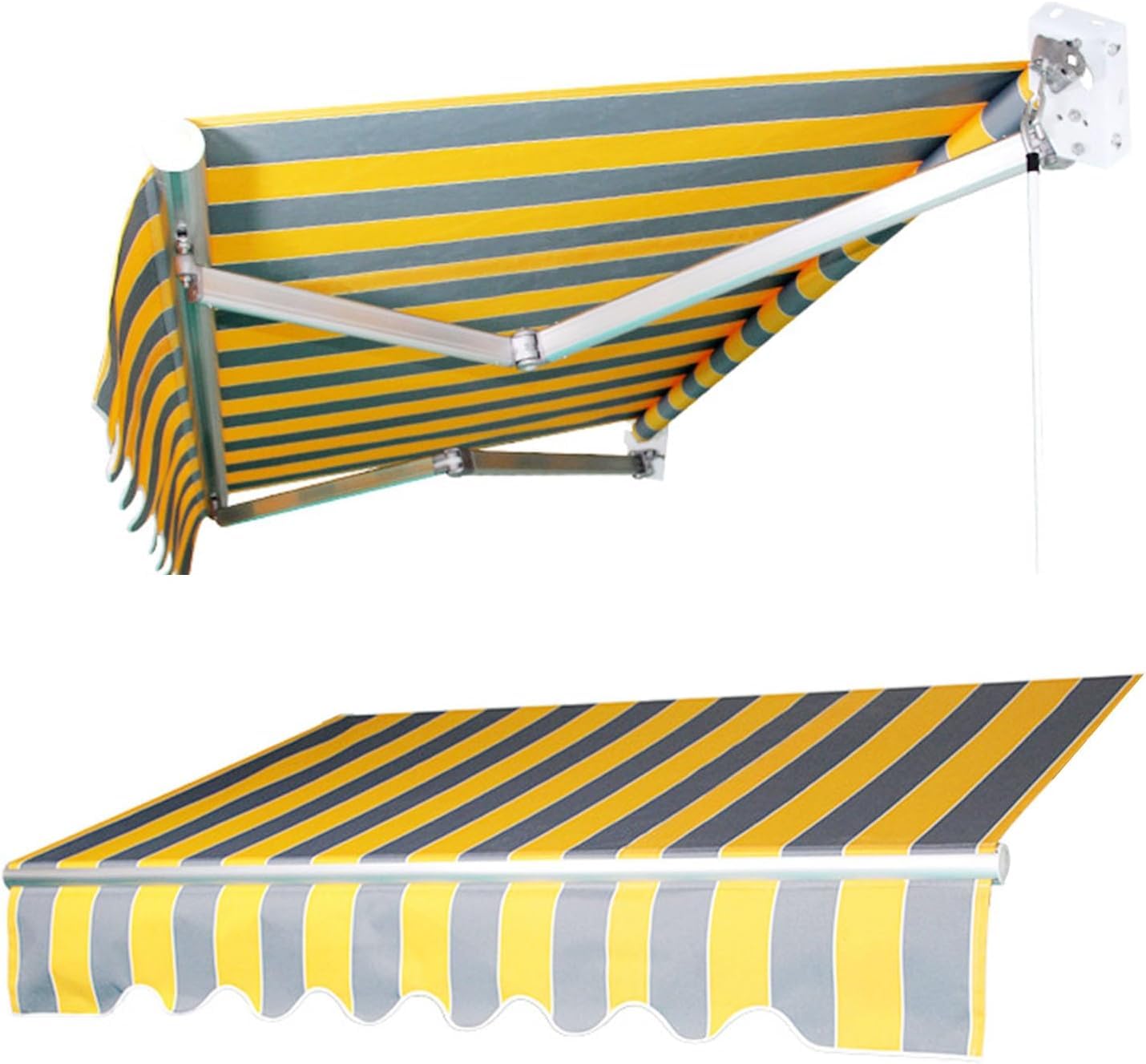 Toldo retráctil manual ELzEy de 5m de lona para parasol exterior y cubierta de ventana