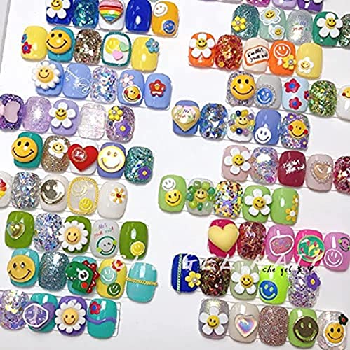 New Sunflower Smiley Face Nail Art Sticker Decals 5D Embossed, Summer Sun Happy Flower Rainbow Smiley Face Nail Art Decoration Sticker (3 Sheets) #TOP2