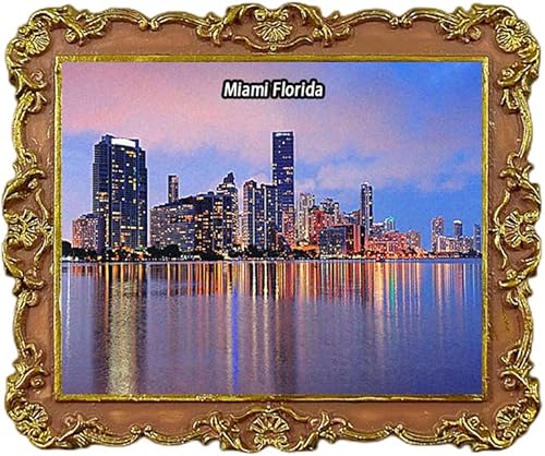 Miami Florida USA - Imán para refrigerador 3D, recuerdo de viaje, decoración de nevera, etiqueta engomada magnética, colección artesanal