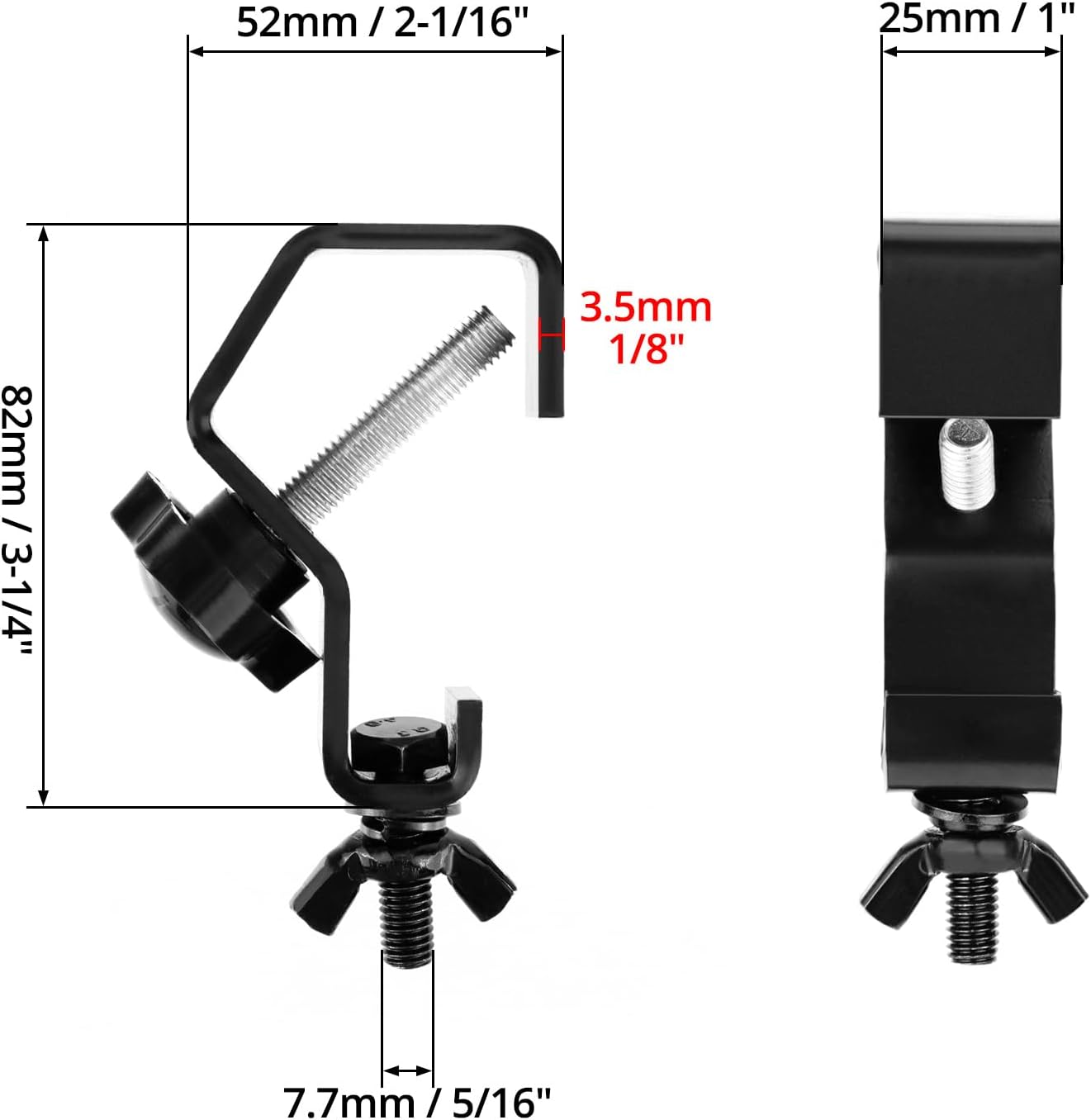 QWORK Stage Light Truss Clamps - 10 Pack Heavy Duty Metal Hook Truss Clamps, 44 lbs Load, Fit 1-1/8 inches (25-30 mm) OD Tube, for DJ Par Light Spot Lights