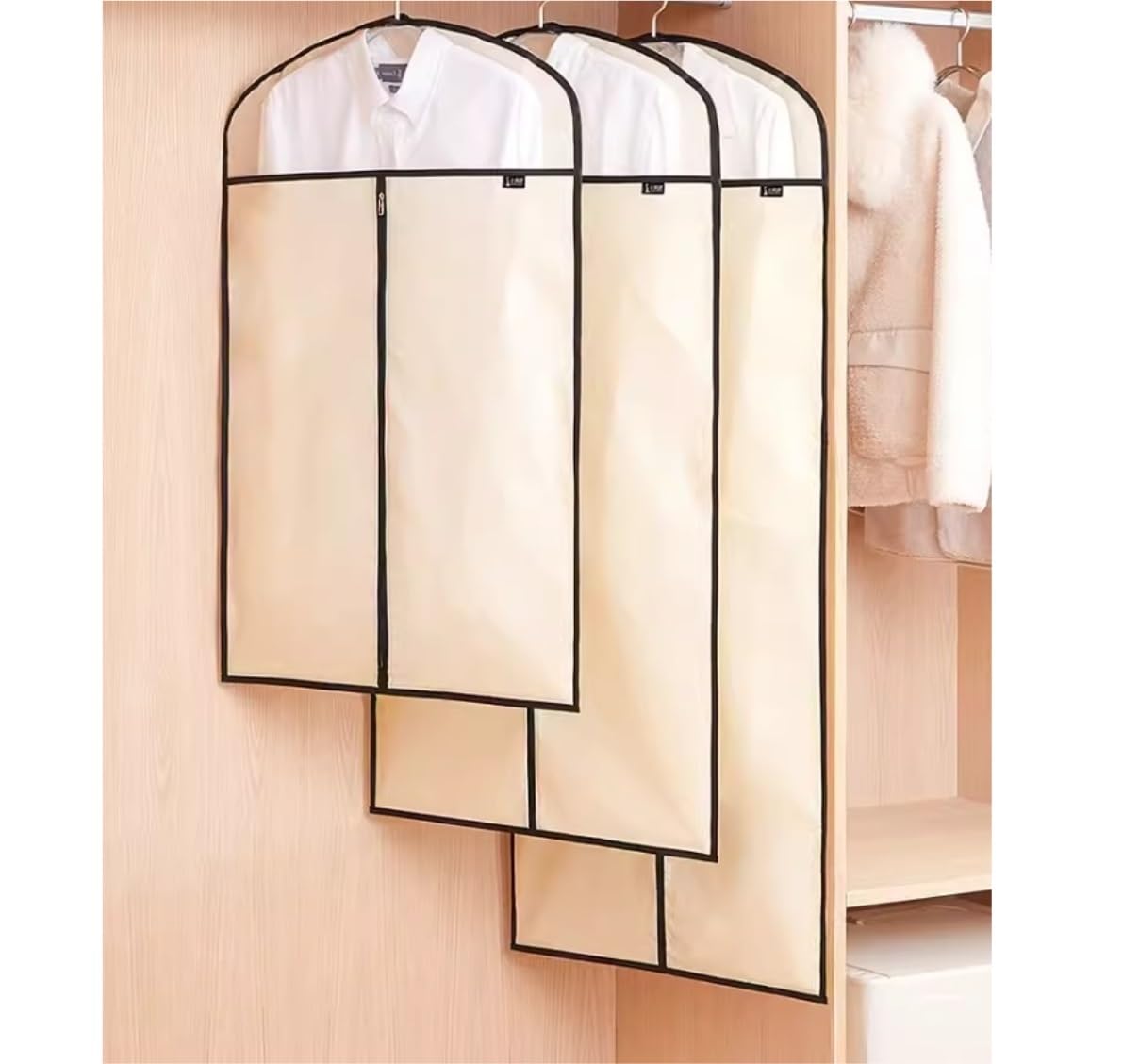 Portatrajes Funda Traje Bolsa De Ropa Colgante Para Vestidos, Fundas De Ropa, Protector De Ropa Con Cremallera Medio Transparente, Bolsas Para Traje, Chaqueta, Abrigo, Vestido, 5 Uds. Funda Ropa Porta