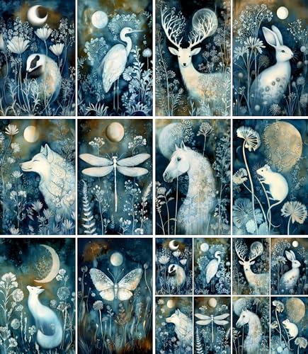 Cyanotye - Papel de arroz de animales, 20 x 26,5 cm (6 hojas), 6 papeles de decoupage para collage, medios mixtos, tarjetas y manualidades, decoupage CRAFT KREATIVELY