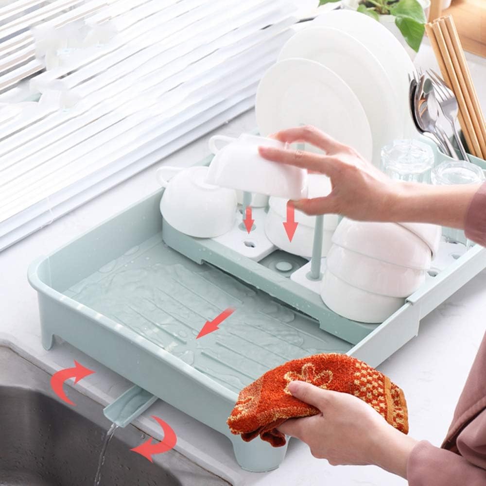 Dish Rack Kitchen Double Storage Rack Kitchenware Retractable Drain Dish Rack Simple Bathroom Storage Shelf