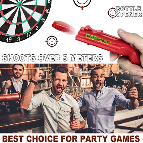 Evoio Cap Gun Bottle Opener, 4 Packs Creative Beer Bottle Opener, Cap Launcher Shooter For Home Bar Party-Shoot Over Five Meters (Red & Grey) - Thumbnail 4