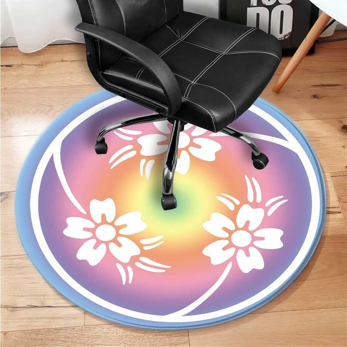 Rainbow Color Office Chair Mat Succinct Japanese Style Chair Floor Mat for Carpet