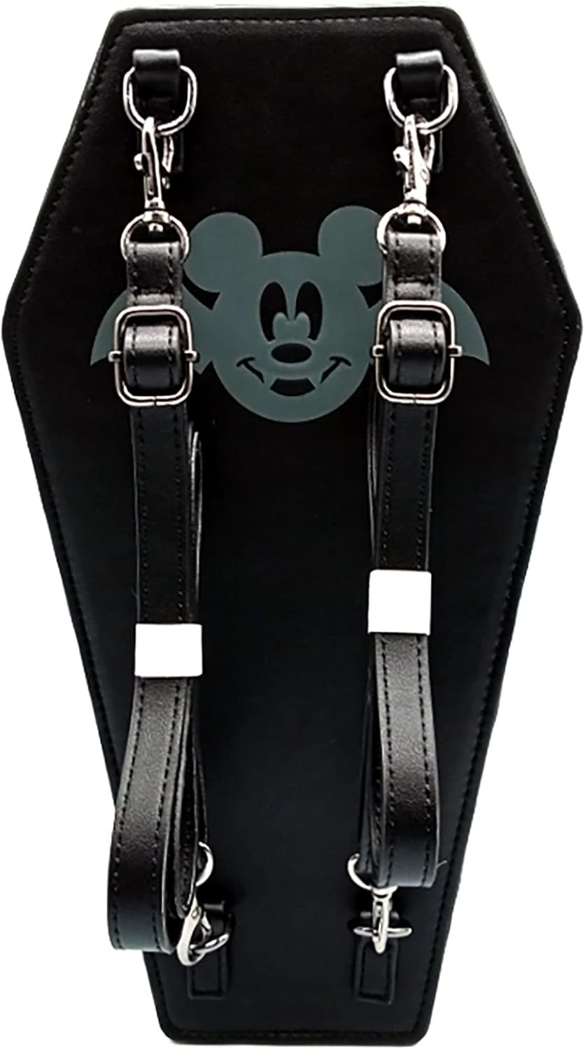 Loungefly X LASR Exclusive Disney Count Mickey Coffin Convertible Crossbody Bag - Cute Backpacks Festival Backpack Goth Fashion Disneybound