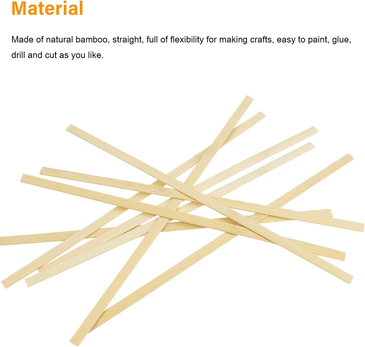 80 Pieces 11.81 Inches Natural Bamboo Sticks, Bamboo Strips, Strong Natural Bamboo Sticks for Craft Projects image 2
