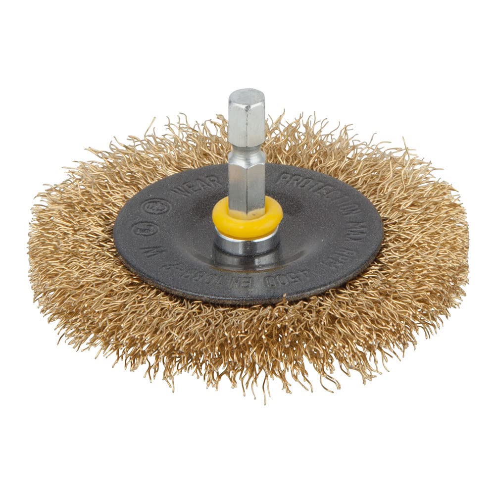 wolfcraft Brass Wire Wheel Brush, Ø 75 mm, Hexagon Shank I 2110000