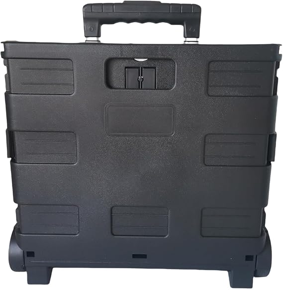 SECO Large Foldable Rolling Crate | Plastic Storage Box with Wheels