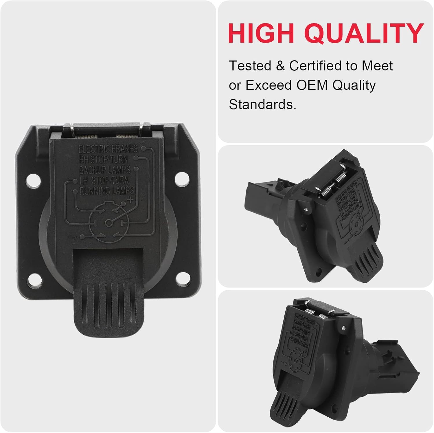Rear 7-Way Trailer Tow Connector Fit for Ram 1500 2500 3500 Jeep Wrangler Grand Cherokee 1998-2016 Replaces# 56038366AB Trailer Wiring 7-Pin Connector