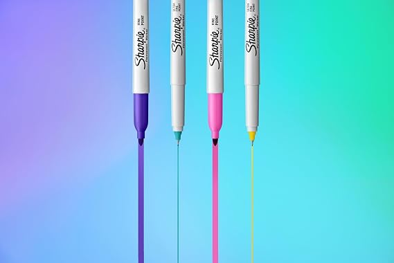 Sharpie Glam Pop kalıcı markörler, kalın ayrıntılar için ince nokta, çeşitli canlı renkler | 5 keçeli kalem