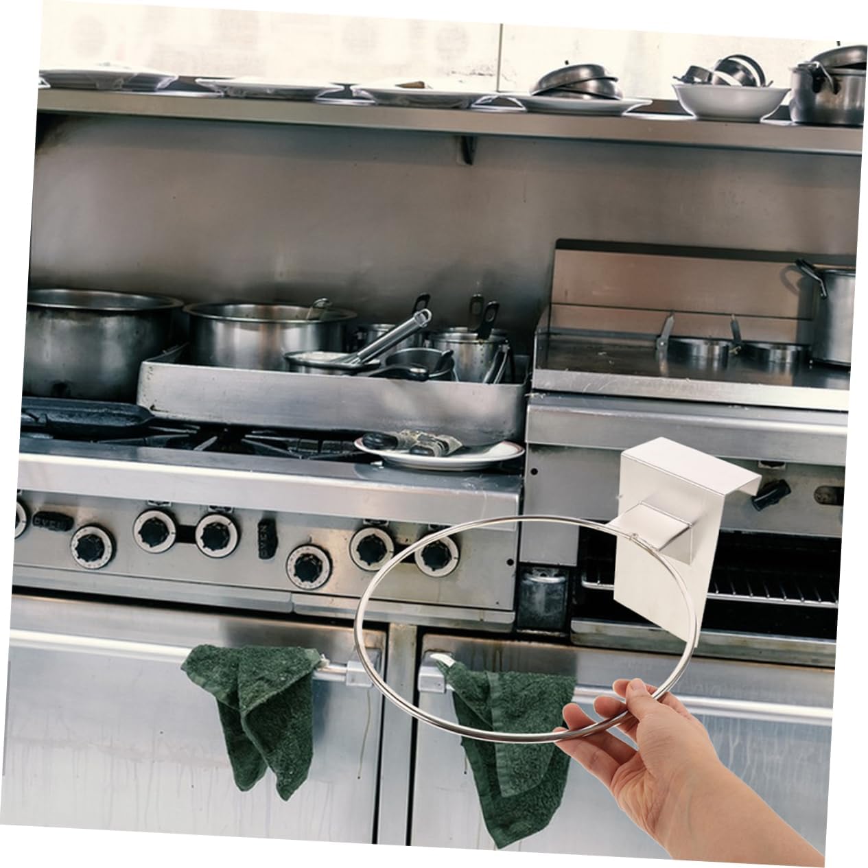 GLEAVI Stove Colander Rack Stainless Steel Wall-Mounted Basketball Storage Towel Holder Kitchen Utensil Rack Modern Decor Construction