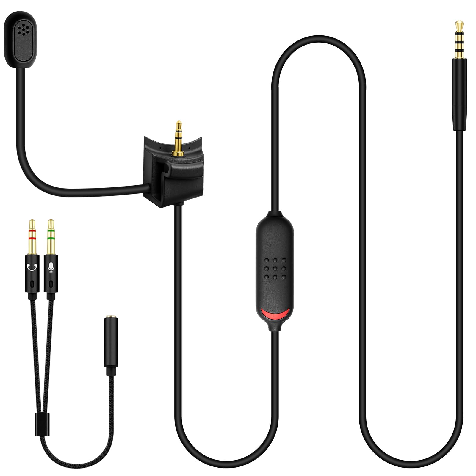 CLANMOU Universal Detachable Boom Mic for Bose QuietComfort 35 II(QC35 II) & Quiet Comfort 35(QC35) Headphones – Compatible with PS5, PS4, Xbox One & PC (Built-in Mute Switch)