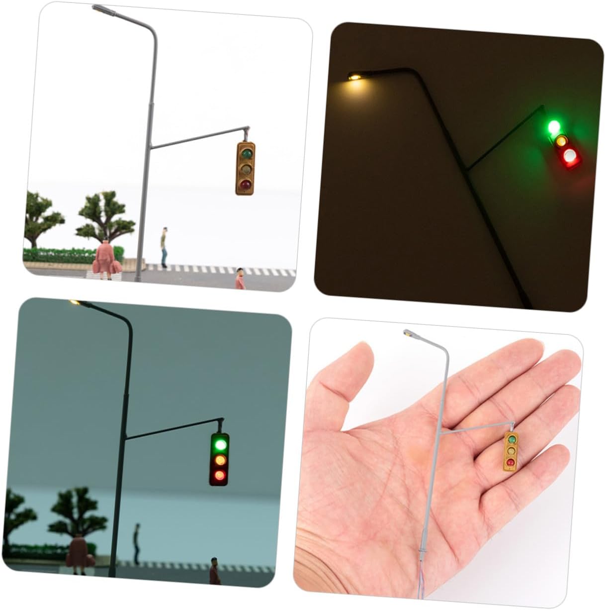 Mini Railroad Signal Light Model for Sand Table Abs Metal Construction Realistic Warm White Traffic Lamp for DIY Train Layouts and Model Railway Accessories for Teens and Hobbyists