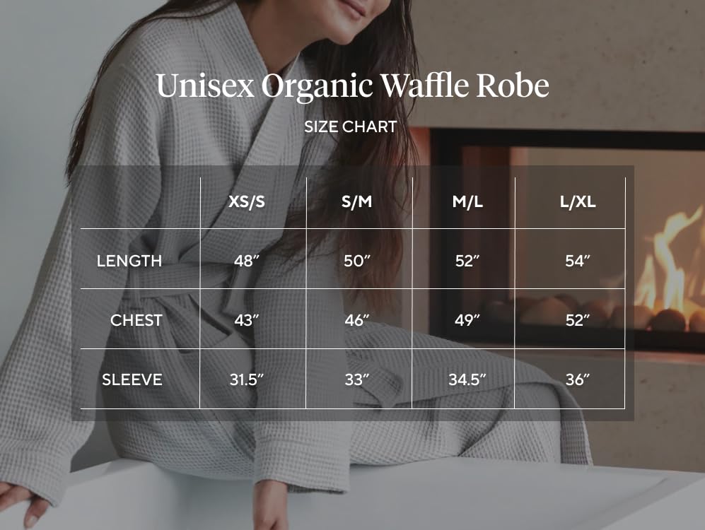 Coyuchi Unisex Organic Waffle Robe, Long Bathrobe, Cotton, Alpine White, (S-M)3