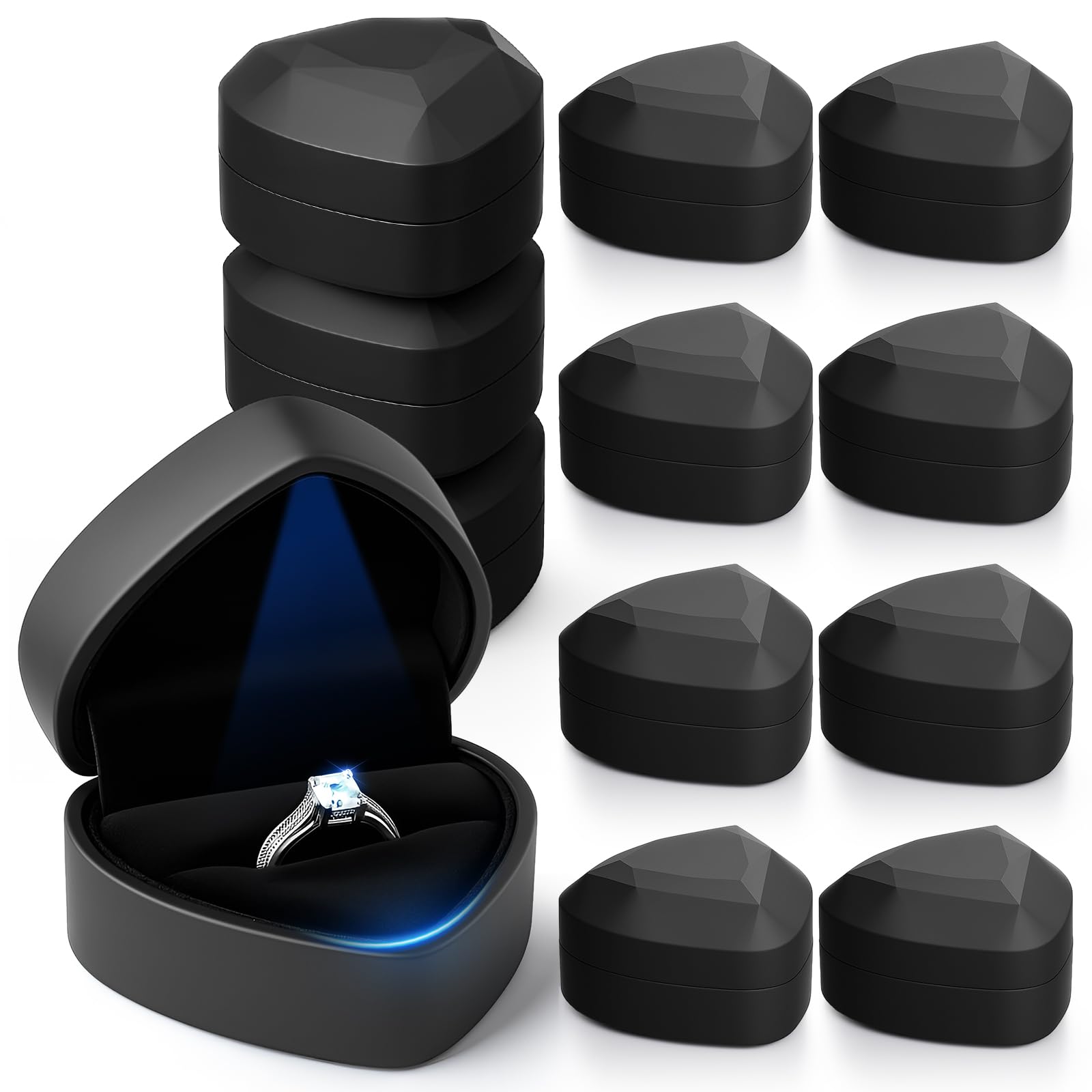 Boîte pour colliers et bracelets avec éclairage LED automatique noir