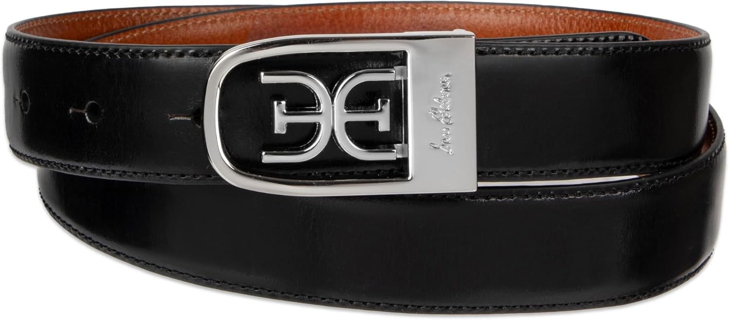 Sam Edelman womens Skinny 1" Logo Clamp Leather Dress Belt for Jeans, Dresses and Trousers