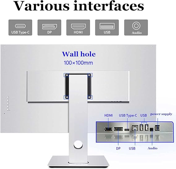شاشة كمبيوتر محمولة مقاس 32 بوصة، دقة 1024 x 768، نسبة عرض إلى ارتفاع 16:10، شاشة LCD LED، HDMI، USB، DP+TYPE-C، لوحة IPS، وقت استجابة 8 مللي ثانية، زاوية عرض 160، سطوع 300cd/m2، أسود