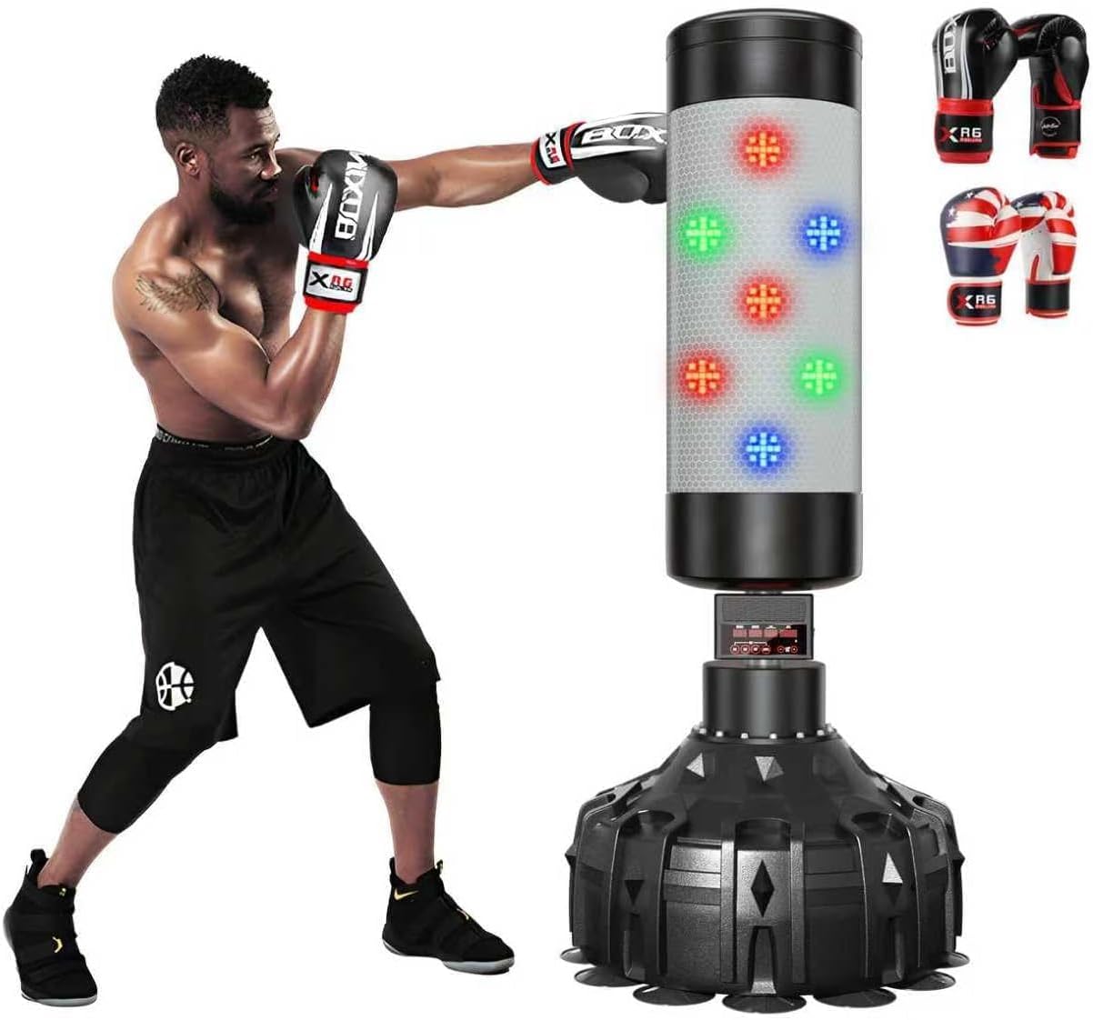 Smart Music Punching Bag 69",4 Training Modes,Can Connect to Bluetooth Smart Music Boxing Bag with 2 Pairs of Boxing Gloves for Home,Office and Gym Workout.