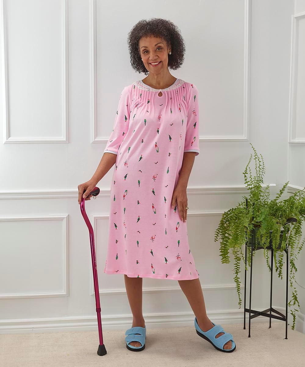 Silverts Women's Open Back Nightgown Lace Trim Assisted Dressing Adaptive Sleepwear - Image 5