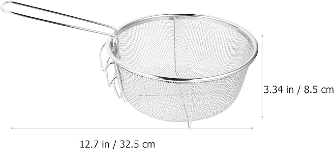 Cesta para freír redonda de acero inoxidable con mango plegable miniatura 3