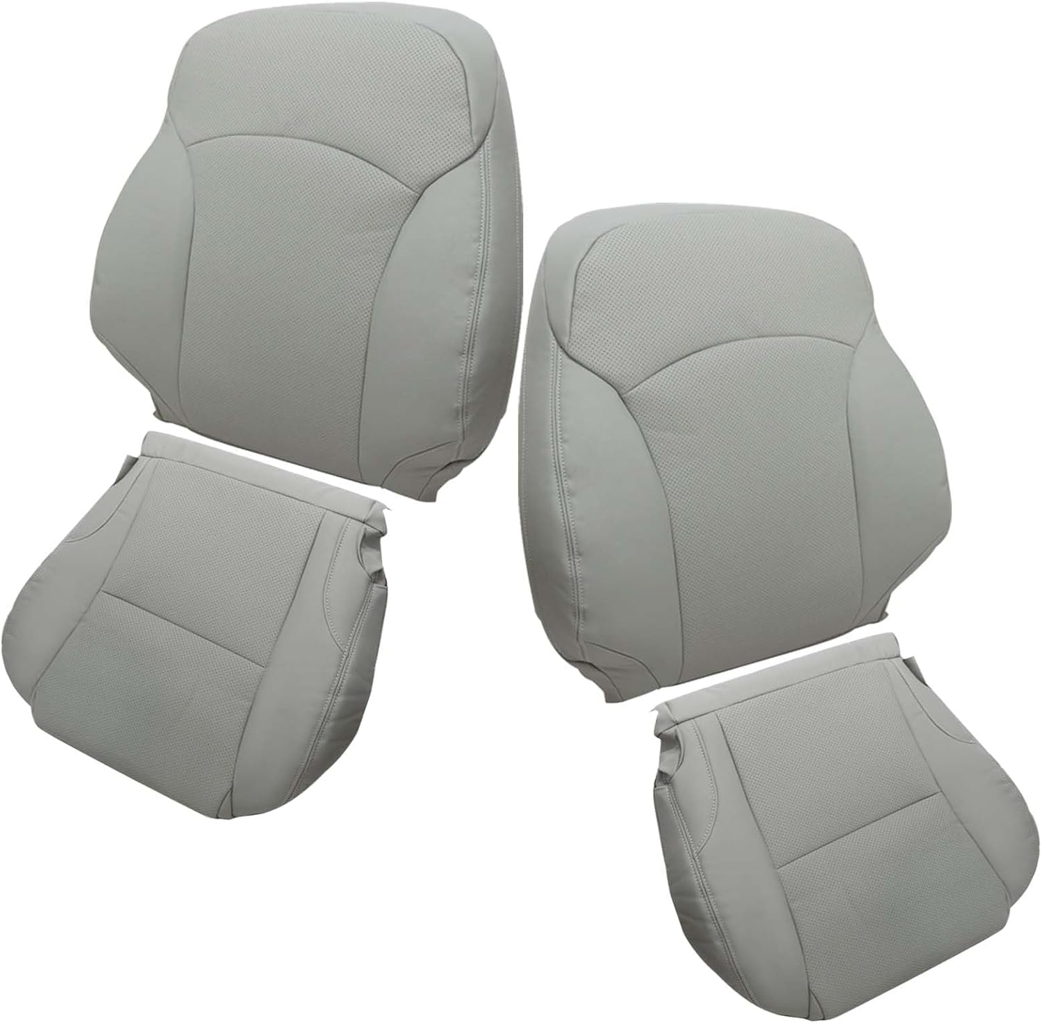 SecosAutoparts Gray Front Driver & Passenger Side Bottom & Top Lean Back Perforated Leather Replacement Seat Covers Compatible with Lexus IS250 IS350 2006 2007 2008 2009 2010 2011 2012 2013